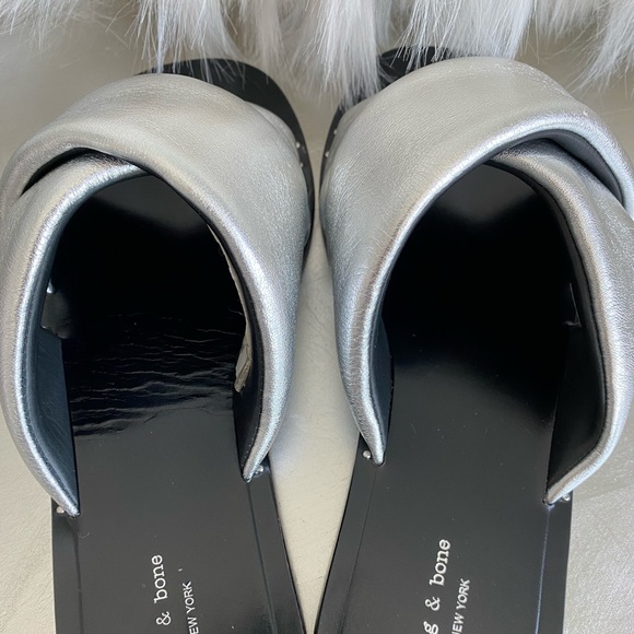Rag and Bone Keaton Metallic Flat Slide Sandals - Picture 7 of 10
